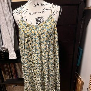 Natural Life Dress Maxi M Medium Size Flower Daisy Floral Blue Cami Sundress